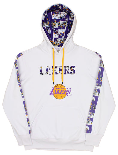 FISLL NBA Men's Los Angeles Lakers Graphic Stripe Hoodie, White