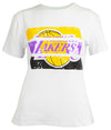 FISLL NBA Women's Los Angeles Lakers Stack Blockprint Tee, White