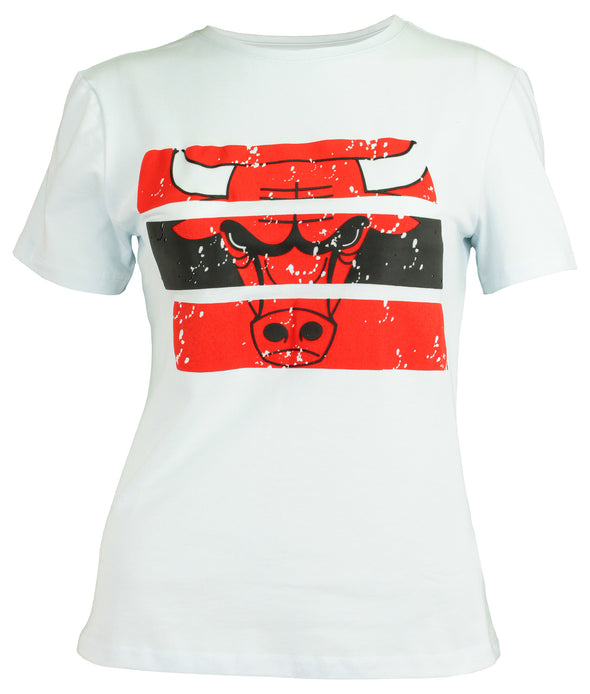 FISLL NBA Women's Chicago Bulls Stack Blockprint Tee, White