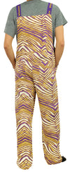 Zubaz NFL Unisex Zebra Lined Bib Overalls for Adult Men and Women, Minnesota Vikings