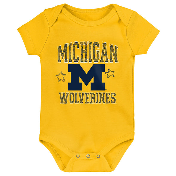 Outerstuff NCAA Infant Unisex Michigan Wolverines Born to Be 3-Pack Bodysuit Set