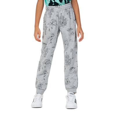 Adidas Youth Girl Disney Comfy Princesses Pants, Medium Grey Heather/Black