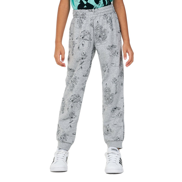 Adidas Youth Girl Disney Comfy Princesses Pants, Medium Grey Heather/Black