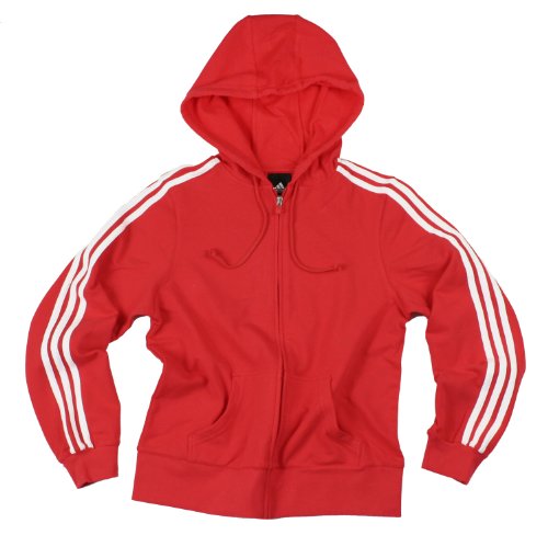 Adidas Women's Athletic 3-Stripes Zipped Hoodie, Red