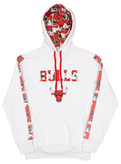 FISLL NBA Men's Chicago Bulls Graphic Stripe Hoodie, White