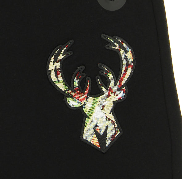FISLL NBA Men's Milwaukee Bucks Moroccan Detail Jogger, Black