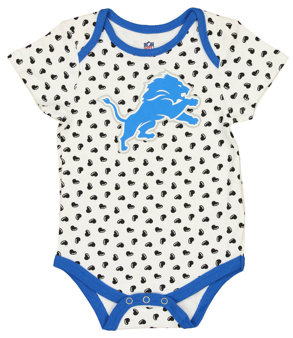 Outerstuff NFL Infant Girls Detroit Lions Cute 3-Pack Bodysuits