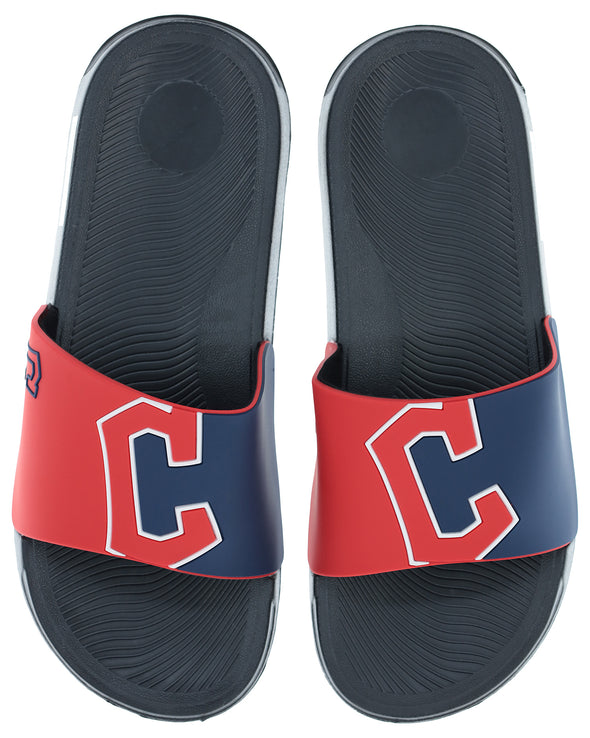 FOCO MLB Men's Cleveland Guardians Cropped Big Logo Raised Slides