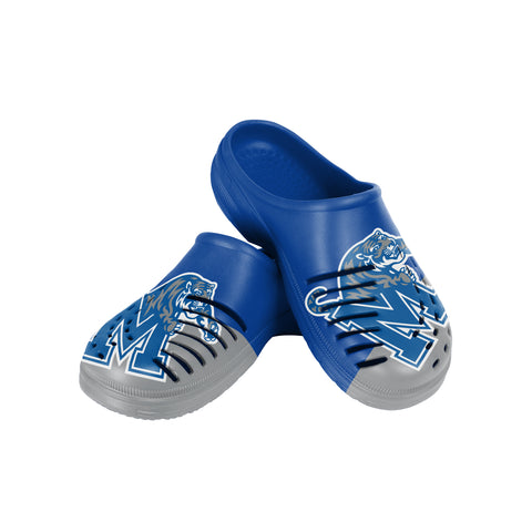 FOCO NCAA Men's Memphis Tigers 2023 Colorblock Big Logo Clogs