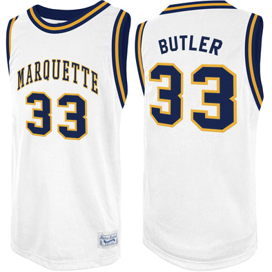 Original Retro Brand NCAA Men's Marquette Golden Eagles #33 Jimmy Butler Tackle Twill Jersey, White