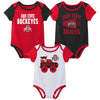 Outerstuff NCAA Infant Unisex Ohio State Buckeyes Variety 3-Pack Bodysuit Set