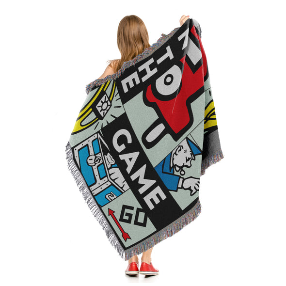 Northwest X Hasbro Monoply In The Game Woven Tapestry Throw Blanket, 48" x 60"