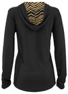 Zubaz NFL Women's Light Weight Team Color Hoodie 2 Tone Zebra Liner, Retro 3 Point Logo, New Orleans Saints