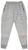 FISLL NBA Men's Philadelphia 76ers Cargo Jogger Pants, Grey