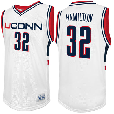 Original Retro Brand NCAA Men's UConn Huskies #32 Richard Hamilton Tackle Twill Jersey, White