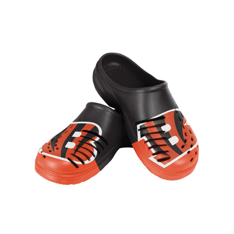 FOCO NFL Men's Cincinnati Bengals 2023 Colorblock Big Logo Clogs