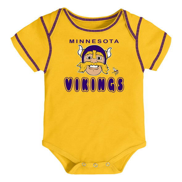 Outerstuff NFL Infant Minnesota Vikings 3-Pack Short Sleeve Bodysuit