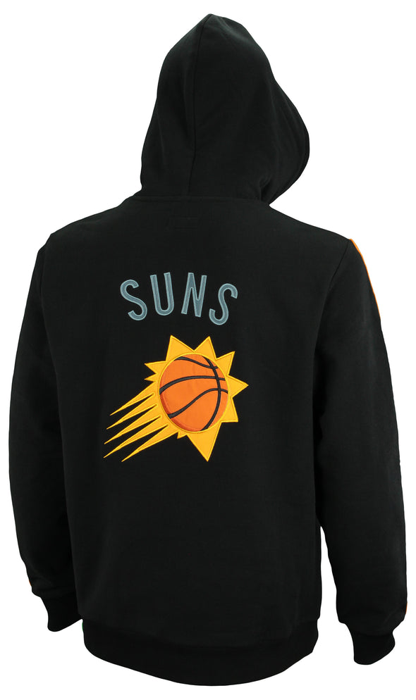 FISLL NBA Men's Phoenix Suns Oversized Print Applique Striped Hoodie, Black