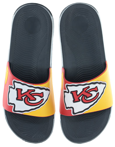 FOCO NFL Men's Kansas City Chiefs Cropped Big Logo Raised Slides