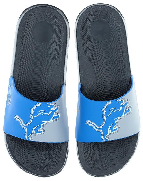 FOCO NFL Men's Detroit Lions Cropped Big Logo Raised Slides
