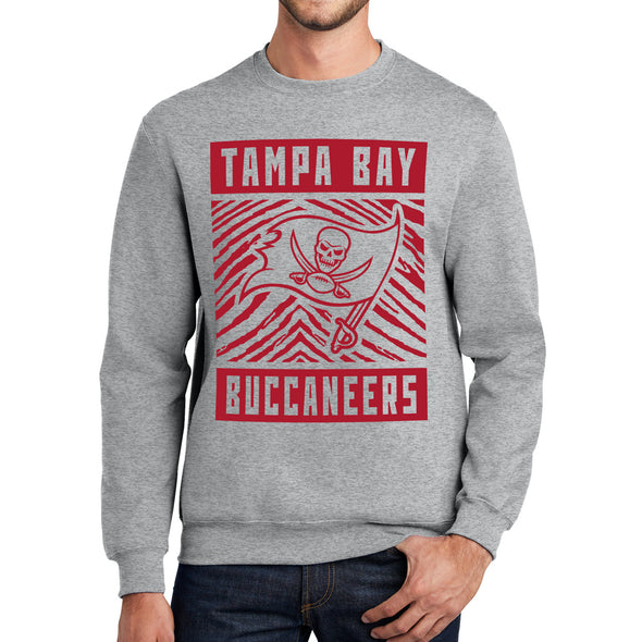 Zubaz NFL Men's Tampa Bay Buccaneers Athletic Crew Neck Sweatshirt W/ Zebra Graphic