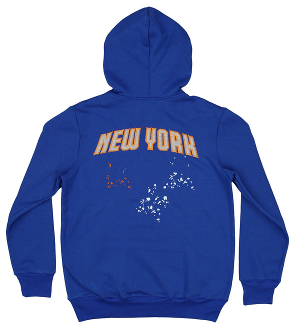 FISLL NBA Men's New York Knicks Pullover Hoodie with Paint Splatter Logo