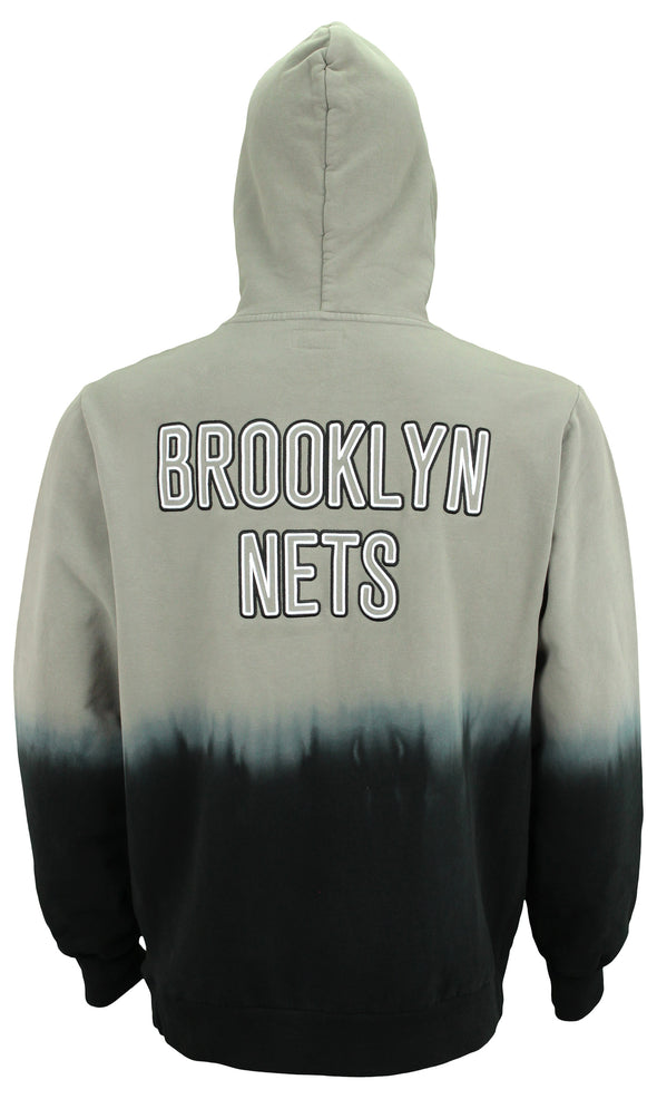 FISLL NBA Men's Brooklyn Nets Black Dipdye Hoodie, Gray