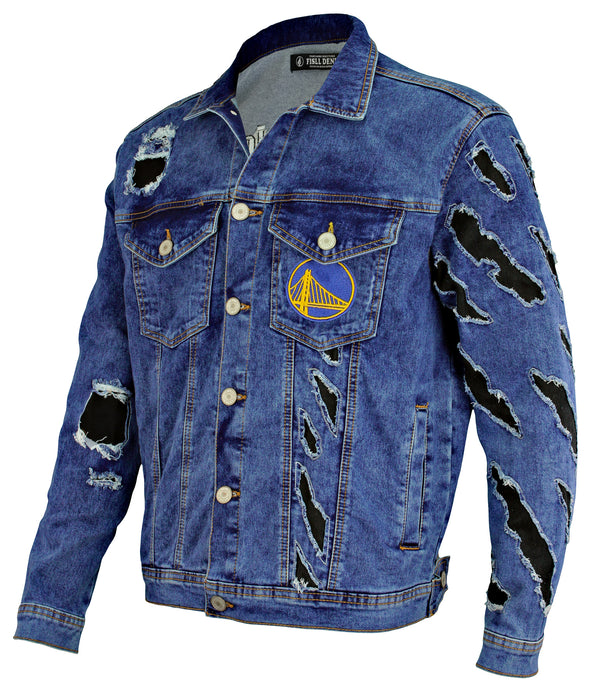 FISLL NBA Men's Golden State Warriors Ice Denim With Animal Print Claw Marks