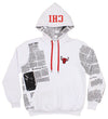 FISLL NBA Men's Chicago Bulls Breaking News Newspaper Print Hoodie, White