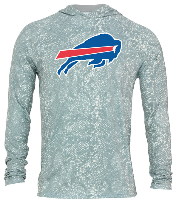 Zubaz NFL Men's Light Weight All Over Post Gray Tonal Hoodie, With Primary Logo, Buffalo Bills