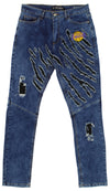 FISLL NBA Men's Los Angeles Lakers Jeans with Distressed Claw Marks