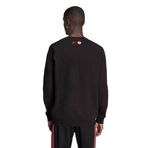 Adidas Originals Men's Manchester United Retro Logo Crew Sweatshirt, Black