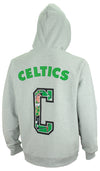 FISLL NBA Men's Boston Celtics Fleece Zip Up Hoodie, Gray