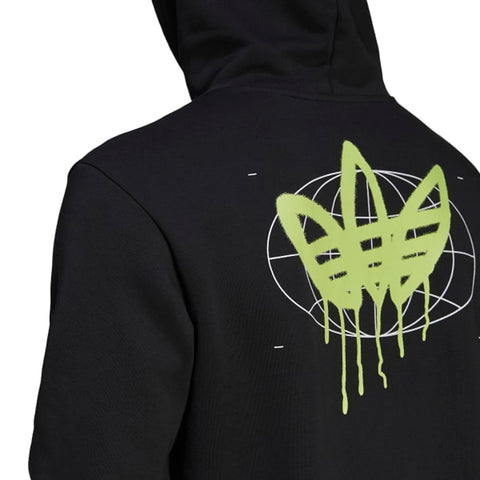 Adidas Originals Men's Graphic Behind The Refoild Hoodie, Black/Solar Yellow