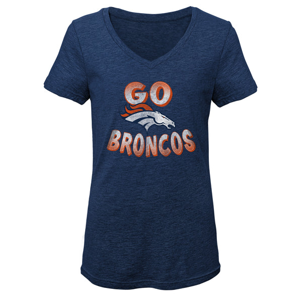 Outerstuff NFL Youth Girls Denver Broncos Go Team Triblend Short Sleeve T-Shirt