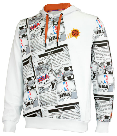 FISLL NBA Men's Phoenix Suns Comic Book Newspaper Print Hoodie, White