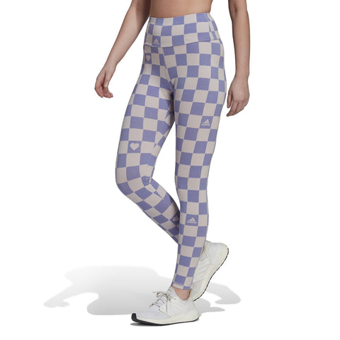 Adidas Sportswear Women's Checkered Leggings, Ice Purple