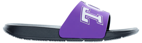 FOCO NCAA Men's TCU Horned Frogs Cropped Big Logo Raised Slides