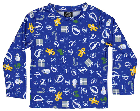 Outerstuff NHL Men's Tampa Bay Lightning Holiday Crew Neck Pajama Set