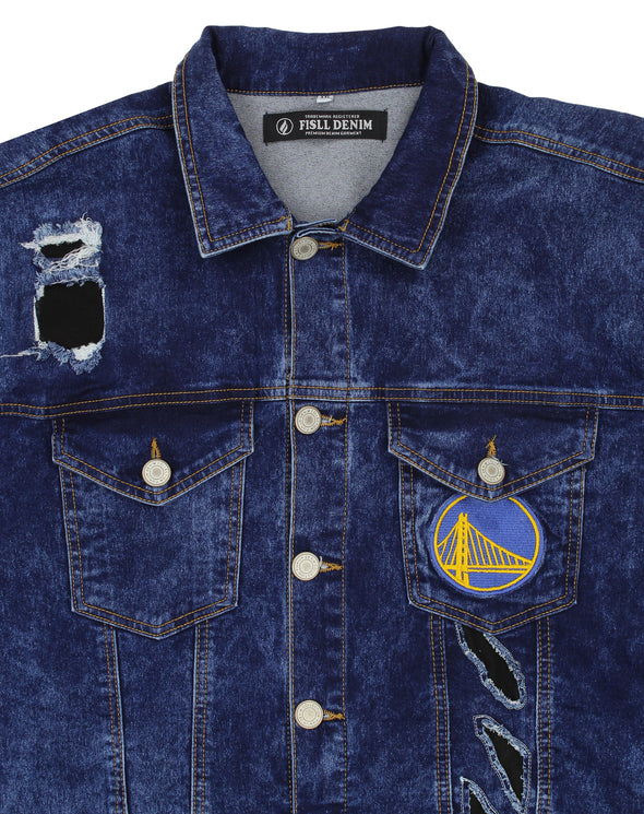 FISLL NBA Men's Golden State Warriors Ice Denim With Animal Print Claw Marks