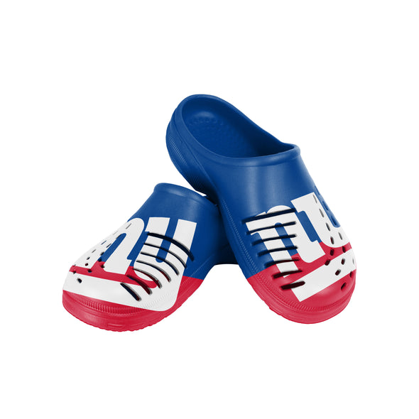 FOCO NFL Men's New York Giants 2023 Colorblock Big Logo Clogs