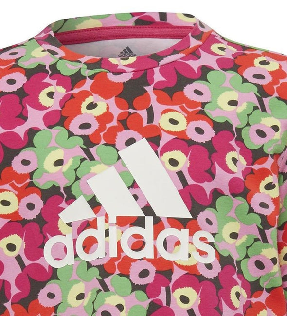 Adidas X Marimekko Little Girls Tee & Tights Set, Frost Pink/Real Magenta/Semi Solar Lime