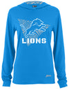 Zubaz NFL Women's Light Weight Team Color Hoodie 2 Tone Zebra Liner, Retro 3 Point Logo, Detroit Lions