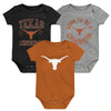 Outerstuff NCAA Infant Unisex Texas Longhorns Born to Be 3-Pack Bodysuit Set