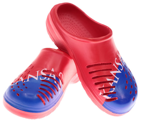 FOCO NCAA Men's Kansas Wildcats 2023 Colorblock Big Logo Clogs