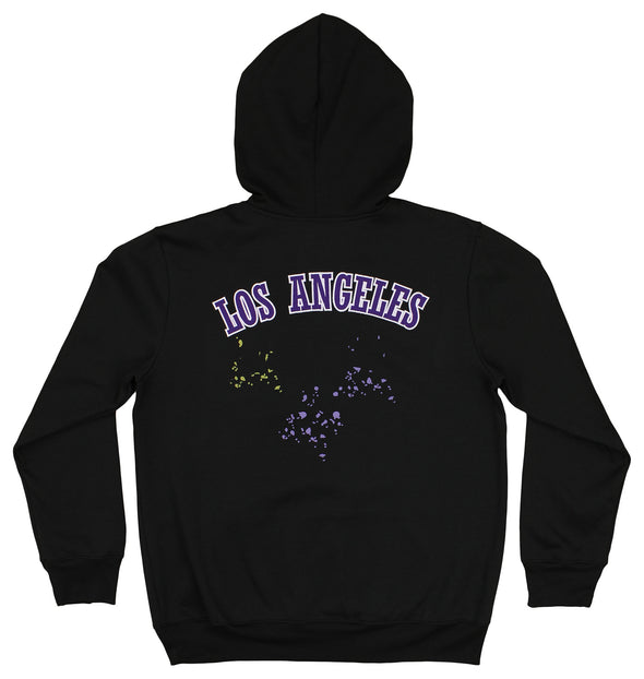 FISLL NBA Men's Los Angeles Lakers Pullover Hoodie with Paint Splatter Logo