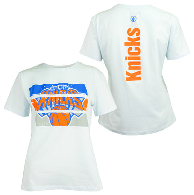 FISLL NBA Women's New York Knicks Stack Blockprint Tee, White
