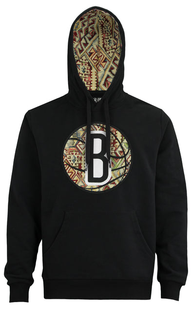 FISLL NBA Men's Brooklyn Nets Moroccan Detail Hoodie, Black