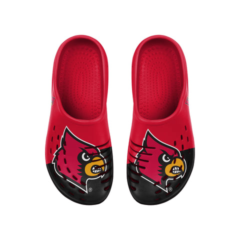 FOCO NCAA Men's Louisville Cardinals 2023 Colorblock Big Logo Clogs