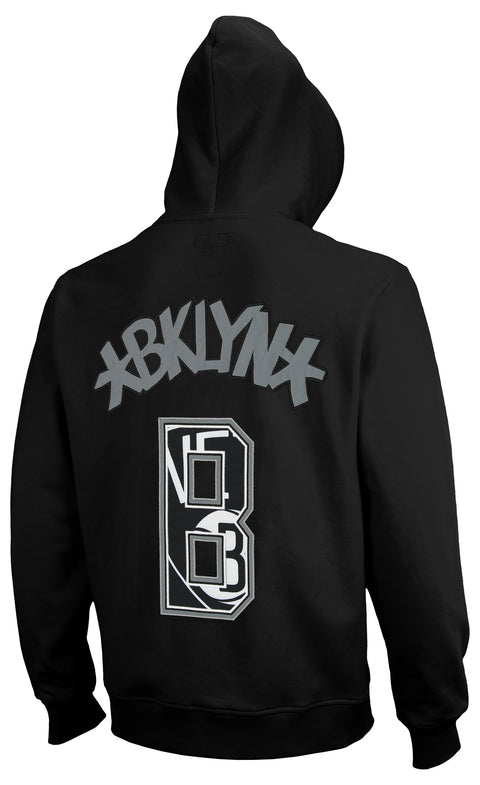 FISLL NBA Men's Brooklyn Nets Fleece Zip Up Hoodie, Black